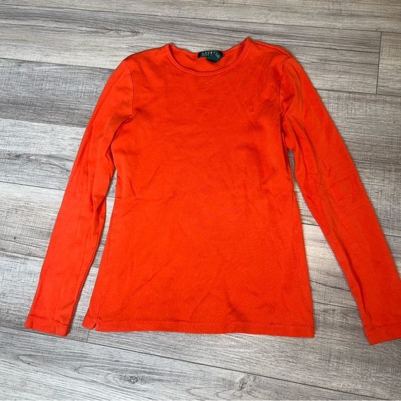 Lauren Ralph Lauren Minimal 100% Cotton Orange Top - M- Workplace/ Casual office - Picture 9 of 9